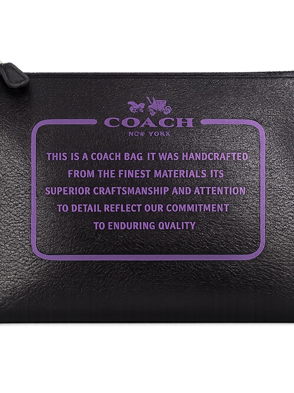 Coach Black Pebble Leather Large Zip Pouch Clutch Purple Graphic EUC